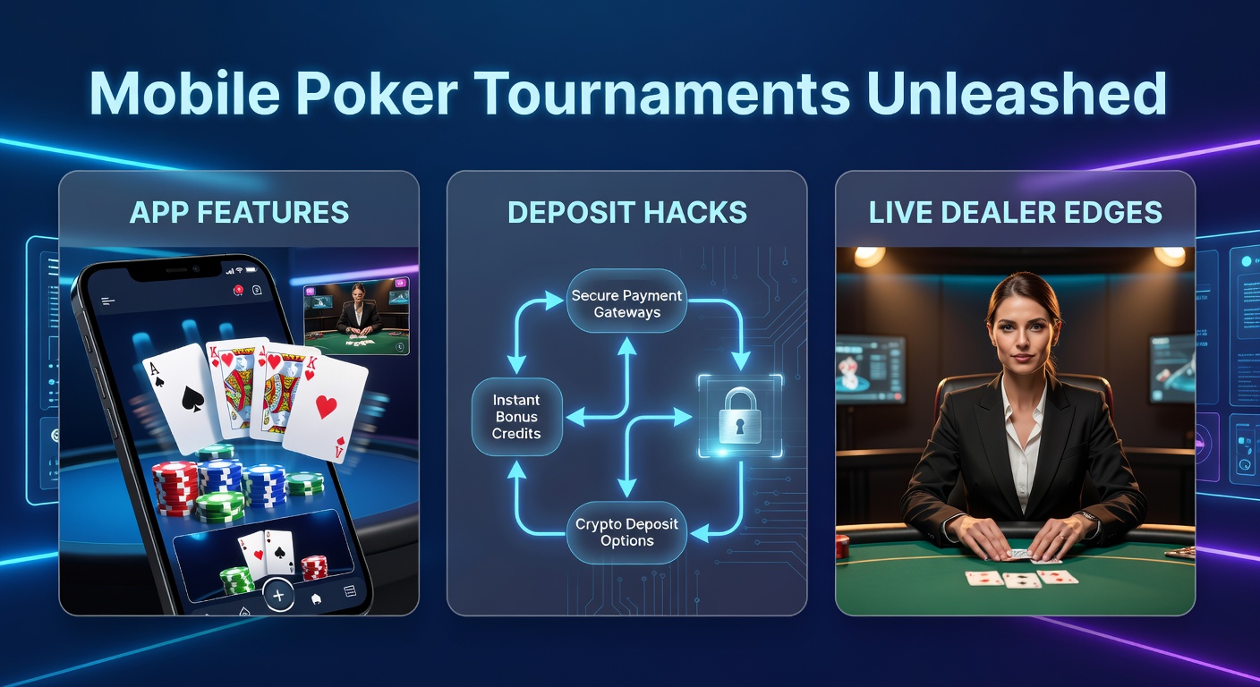 Smartphone met pokerapp in actie tijdens een toernooi, met kaarten en chips op het scherm