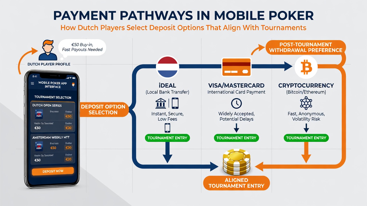 Grafiek van depositmethodes en bonuscycli in mobiel poker