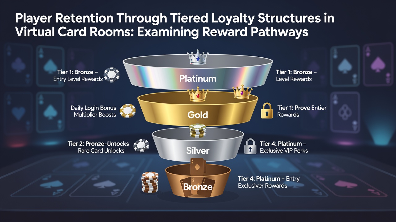 Grafiek die toont hoe tierniveaus correleren met retentiepercentages over een periode van twaalf maanden in online card rooms