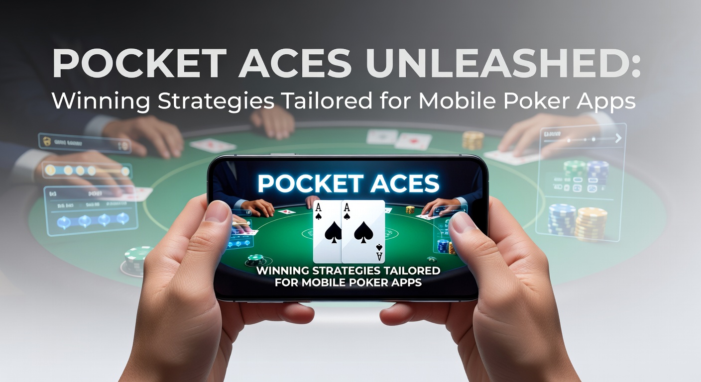 Pocket aces op een mobiel poker scherm, met kaarten en chips in een dynamische app-interface